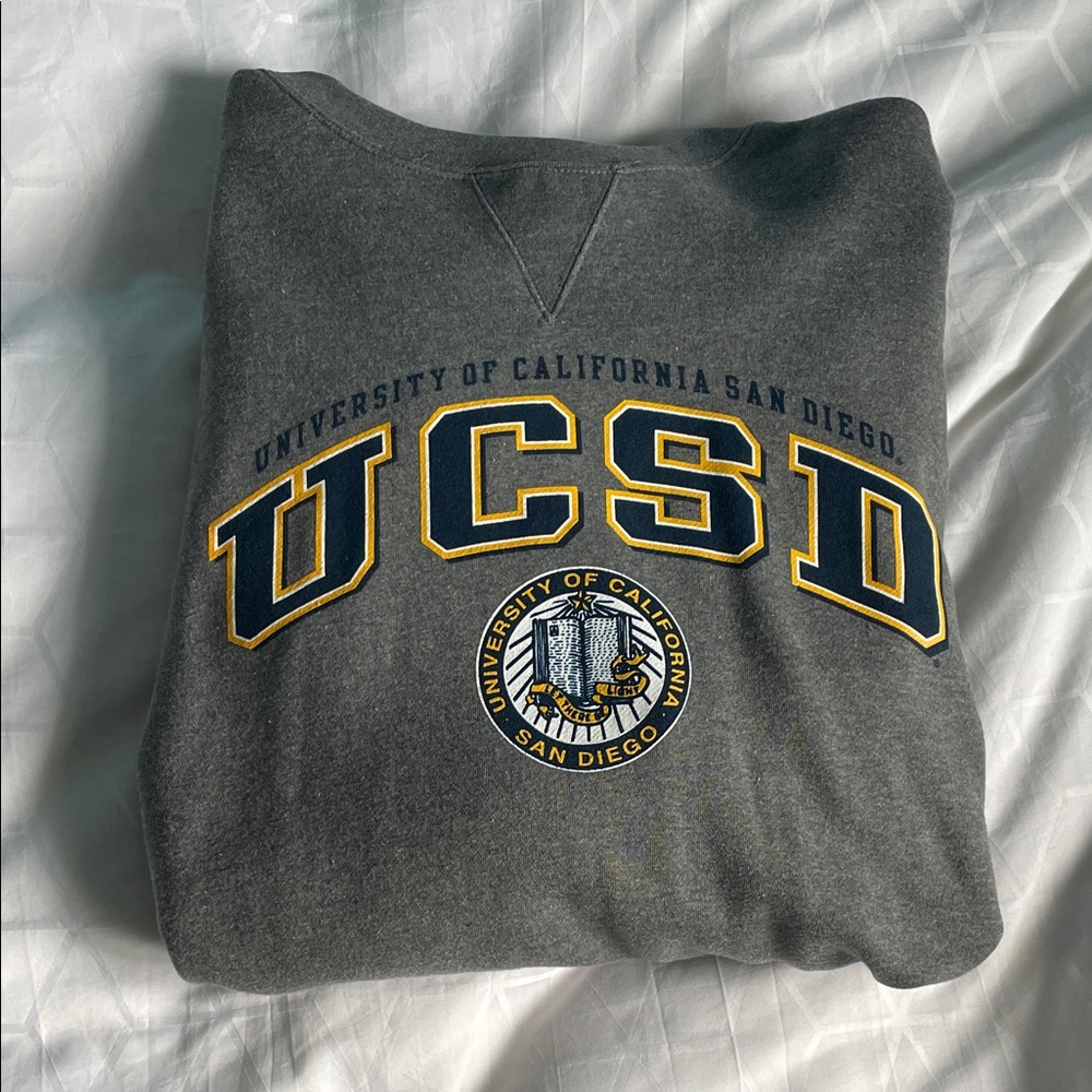 Men's Gray Crewneck Sweater with UCSD Logo